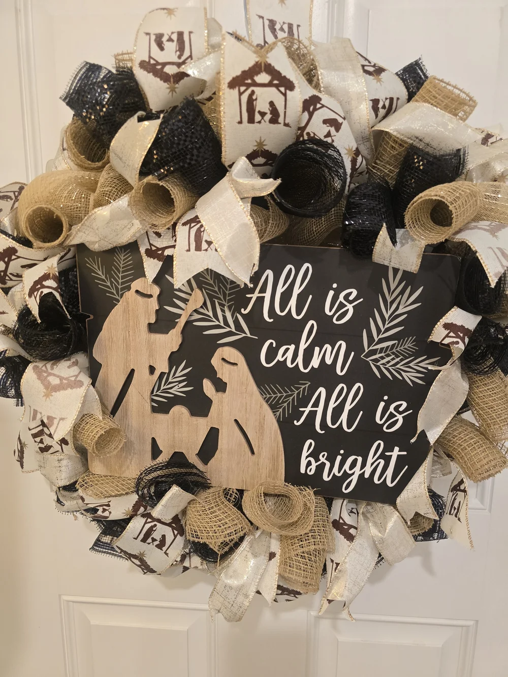 All Is Calm All Is Bright Holiday Wreath Christmas